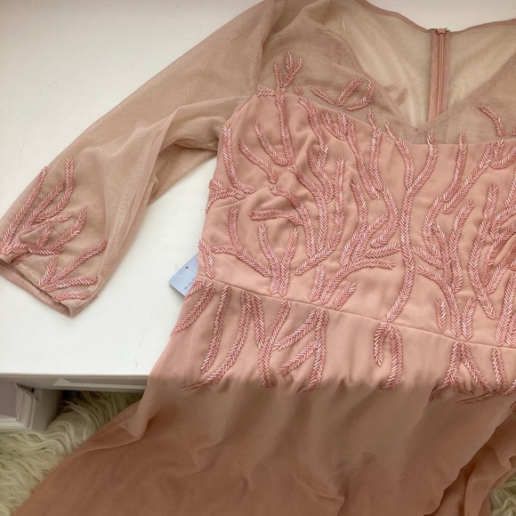 JS COLLECTIONS VIOLET CHIFFON BEADED EVENING DRESS - Picture 6 of 16